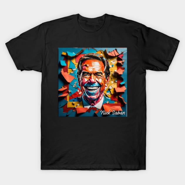 Nick Saban // Paper Art T-Shirt by Otmr Draws